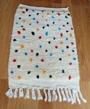 100% ORGANIC * MOROCCAN HAND LOOMED BED SIDE RUG MULTI COLOURS