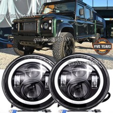 2PCS Fit Jeep JK Land Rover Defender 7" Inch Round LED Headlights Hi/Lo Beam DRL