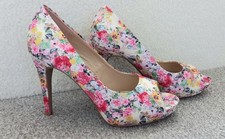 Dorothy Perkins Floral Multi Coloured Heeled Shoes, Size 6, Open Toes