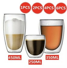 Double Wall Insulated Glasses Thermal Coffee Glass Mug Tea Cup 250/350/450<wb