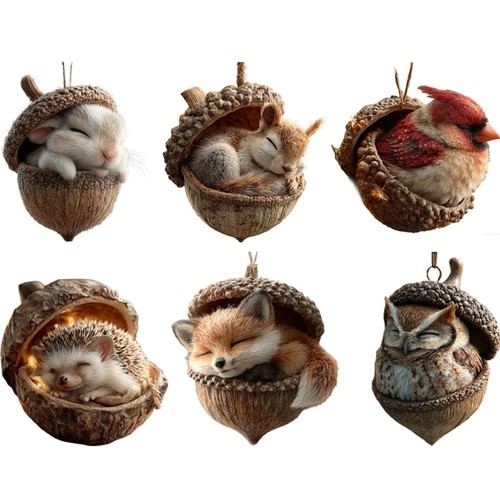 Forest animal acorn ornaments - animal,