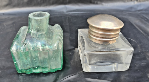 Two writing slope box - box, inkwells
