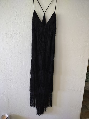 Asos black fringe flapper - black,