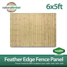 6ft x 5ft Pressure Treated Green Fully Framed Tanalised Feather Edge Fence Panel