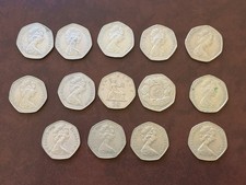Old Large 50p Coins x14