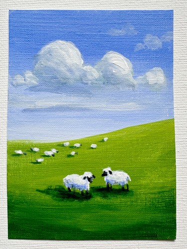 Aceo original art sheep - art,,