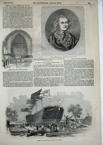 Antique old print 1854 - old, russell