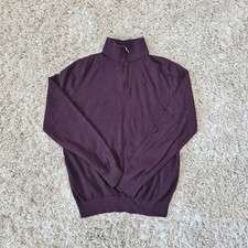 Reiss Jumper Mens Medium Blackhall Blue 1/4 Zip Navy 100% Wool Funnel Neck Top