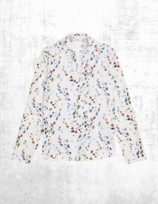 Ex White Stuff Women’s Long Sleeve Jersey Shirt in White Printed Anne Cotton