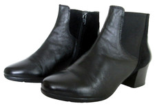 MATALAN SOLEFLEX SIZE 5 WOMENS BLACK LEATHER SUEDE ANKLE BOOTS ZIPS PANELS