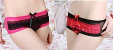 SEXY OPEN CROTCH LACE RUFFLE TRIM CROTCHLESS FRENCH KNICKERS PANTIES GIFT IDEA
