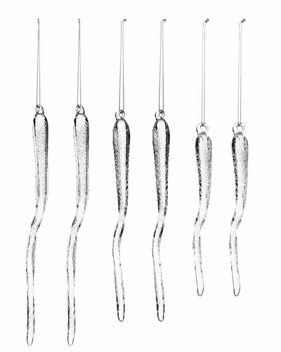 25cm frosted glass icicles - frosted, –