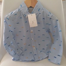 Jasper Conran Junior J Boys Shirt New Age 18-24 Months Long Sleeve Blue Cars