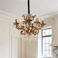 Classic Candle Style Chandelier Light Raindrop Pendant with 8 LED Filament Bulbs