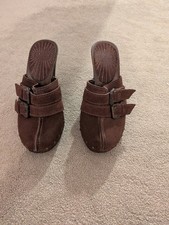 M&S Brown Heeled Clogs Size 3