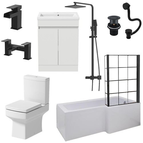 Complete bathroom suite black - bathroom,
