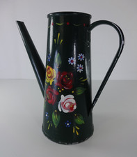 Vintage Canal Art Bargeware Watering Can Metal Hand Painted Floral Design 24cm
