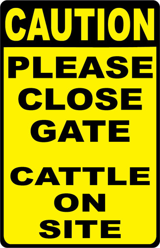 Caution please close gate - caution,