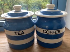 T G Green Cornishware Tea and Coffee Storage Jars