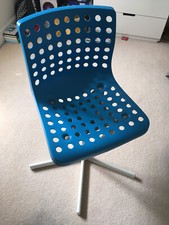 Ikea Vintage Kids Plastic Swivel Chair, adjustable height - Sky Blue