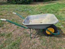 LARGE STEEL/GALVANISED WHEELBARROW PNEUMATIC TYRE GARDEN/BUILDER WASTE BARROW