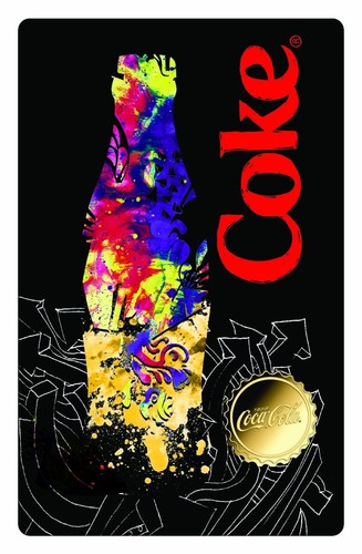 Coca cola pop art bottle - bottle, cap