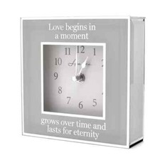 Grey Mirror Border Mantel Clock with Love for Eternity Statement Wm Widdop WG158
