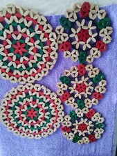 5 PRETTY MULTICOLOURED BEADED TABLE DINING MATS