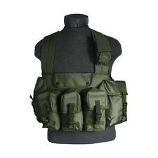 TACTICAL MAGAZINE CHEST RIG CARRY VEST 6 POCKETS COMBAT WEBBING CARRIER OLIVE OD