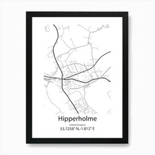 Hipperholme,United Kingdom Minimali Framed Wall Art Poster Canvas Print Picture