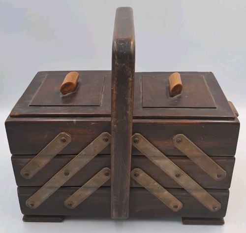 Vintage wooden sewing box - vintage,
