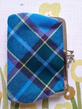 Small Tartan Coin Purse Blue