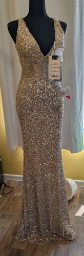 Mac duggal 4930l gold nude - duggal,