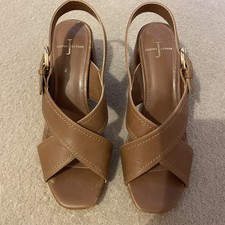 Jasper Conran Tan Block Heeled Leather Sandals