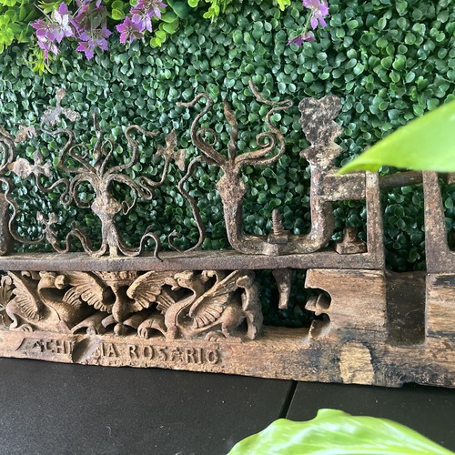 Antique carved wood and - antique, iron
