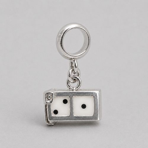 Sterling silver white dice - silver, in