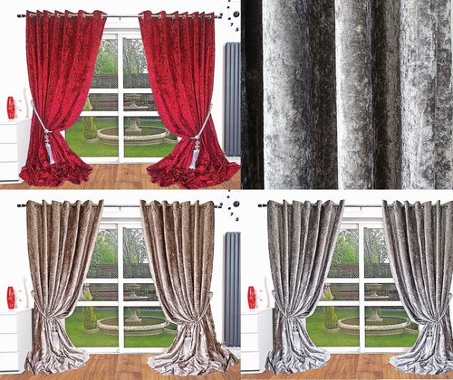 Crushed velvet curtains eyelet - velvet,