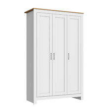 Modern Matte White 3 Door Wardrobe Storage with Shelves Rail Bedroom Furniture
