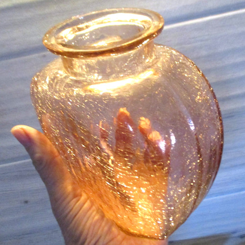 Vintage pink crackle - pink, glass