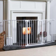 White Three Panel Nursery Fire Guard Child Pet Safety Gate Fence