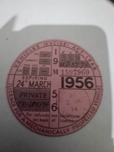 1956 vintage tax disc - disc,