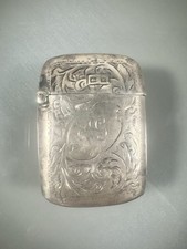 Antique 925 Sterling Silver Victorian Engraved Vesta Case Lighter