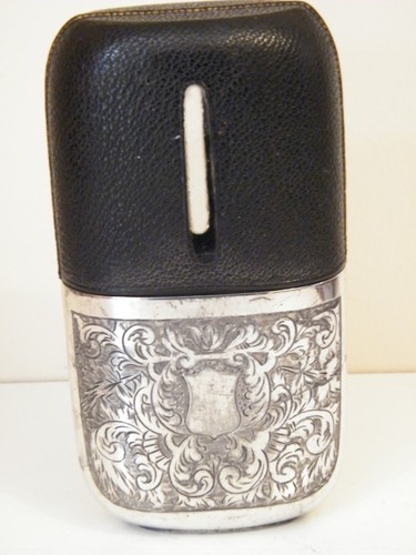 Antique hip flask glass - flask,
