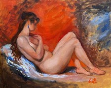 Original oil painting Old Master style Female Nude William Etty study, Framed.