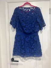 Milly’s pure silk party dress uk10 size 10 wedding guest blue silk lace dress