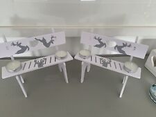 Miniature Wooden Reindeer Benches - Tee Light, Figurine, Bonsai 