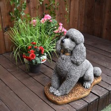 Lifesize Sitting Poodle Dog Stone Cast Ornament Or Garden Statue by DGS UK 27KGS