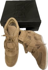 ASH LIMITED Bowie Mesh Wedge Suede Leather Hi Top Sneakers, Tan, Size 38