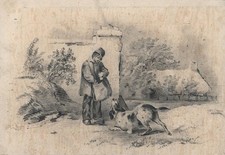 Antique pencil drawing - antique,