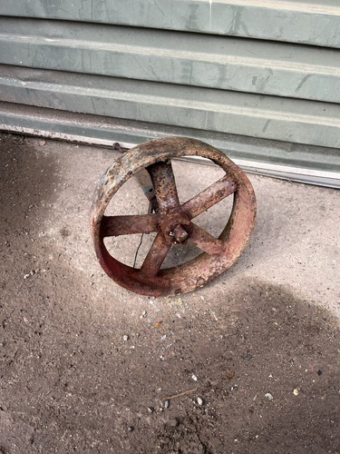 Vintage cast iron cart wheel - cast,